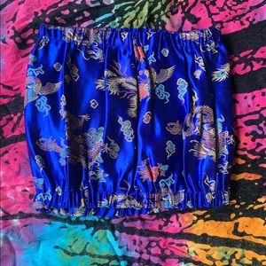 Strapless Chinese style crop top